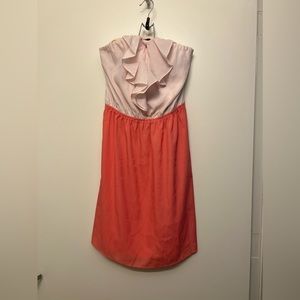 Express pink/salmon sweetheart strapless dress